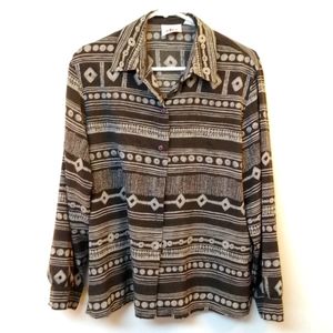 Women's Button Down Blouse Brown Size 14